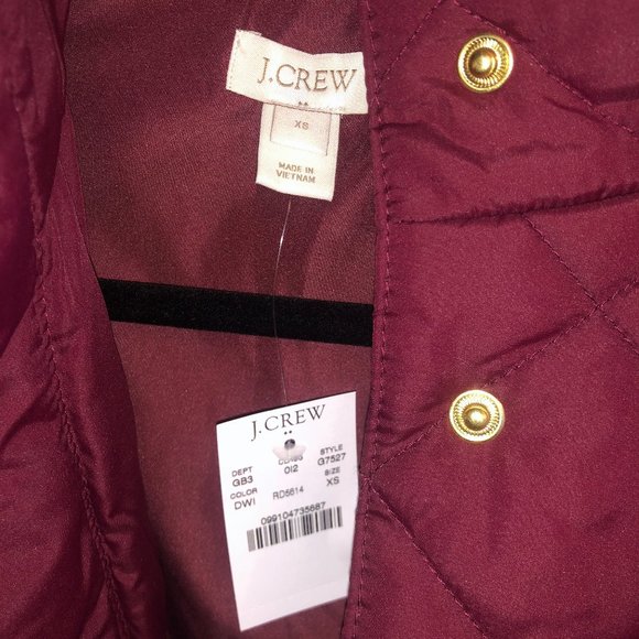 J.Crew Quilted Jacket / XSMALL / DARK WINE - Picture 4 of 7